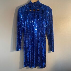 80s Elegant Blue Sequin Dress 👗 Nightline by Della Roufogali